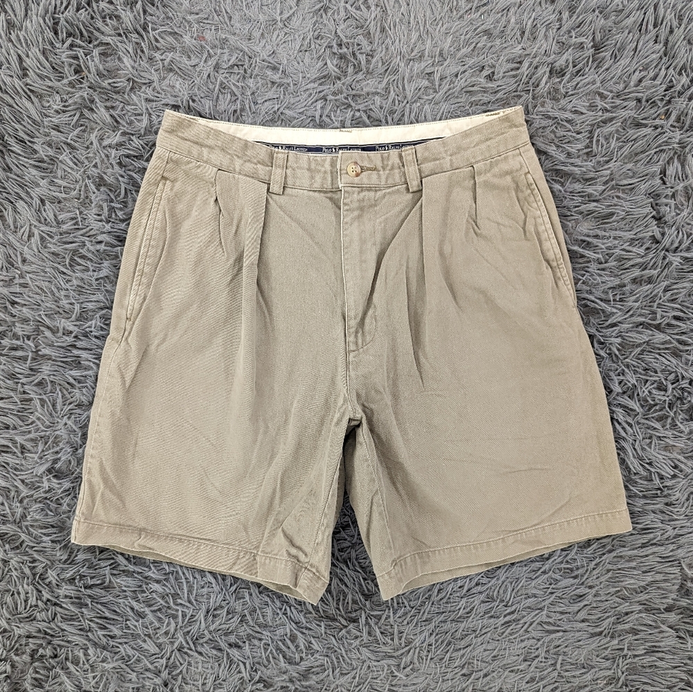 Polo By Ralph Lauren Shorts Men's 32 Tan Vintage double pleat chino